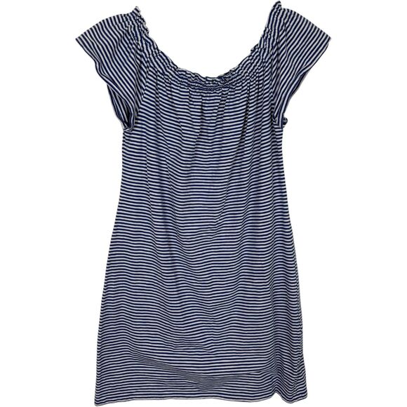 Vineyard Vines Dresses & Skirts - Vineyard Vines Blue Striped Short Sleeve Off The Shoulder Dress Women’s Medium